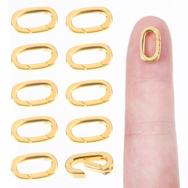 Pack of 10 Mini Carabiner Gold Chain Clasp DIY Necklace Bracelet Jewellery Clasp 14 × 8 mm Oval Clasp Lobster Clasp Spring Ring Clasp for Jewellery Connection Oval Clasp
