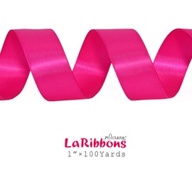 LaRibbons Rose Gold Satin Ribbon 1 inch x 100 Yards - Solid Color Ribbon for Gift Wrapping Wedding Decoration Bows Bouquet Floral Arrangement Crafts
