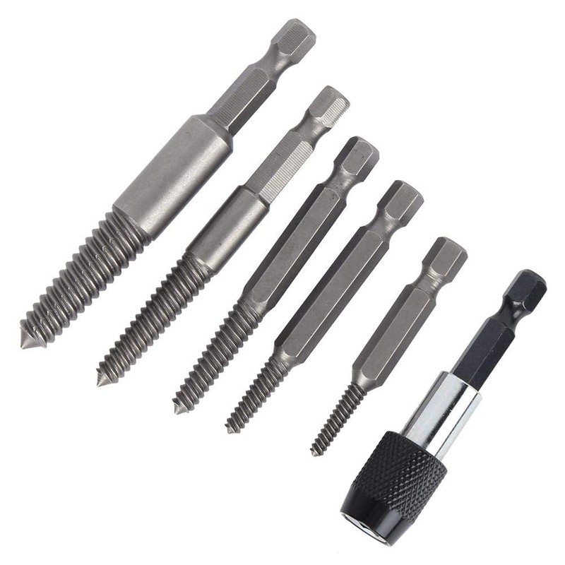6Pcs Damaged Stripped Screw Extractor Set,Broken Screw Extractor kit, for