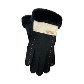 QUINTRA Warm Winter Cycling Gloves for Women, Velvety Thickened, Cold and Windproof Monkey Hand Stick (Black, One Size)