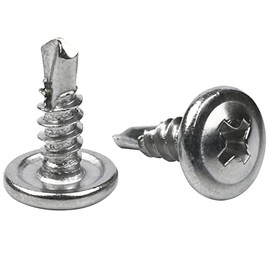 Jetovo 100 Pack 410 Stainless Steel Wafer Head Phillips Self Drilling Screws Sheet Metal Tek Screws, Modified Truss Head Self Driller - Size: #8 x 1/2"