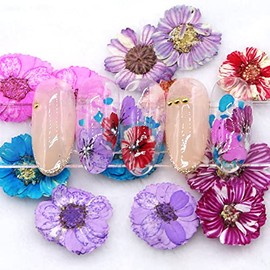 Mesiyun 3D Nail Art Dried Flowers Real Natural Flowers Sticker Manicure Decoration Tips DIY Craft Charms 6 Colors