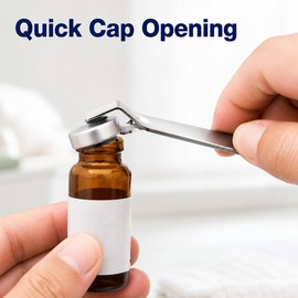 Portable Stainless Steel Vial & Bottle Cap Opener – Mini Lever Tool for Oral Liquid Bottles, Crimp Caps & Beverage Caps