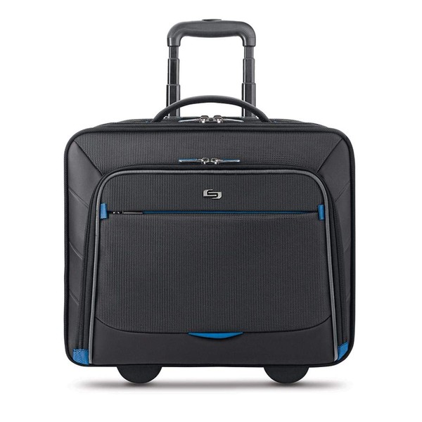 solo Active Rolling Overnight Case, Black, Blue, 15" x 16" x 7"