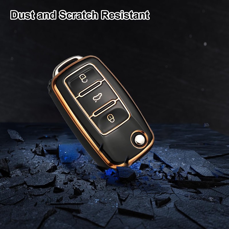 Autoschlüssel Hülle Kompatibel mit VW, TPU Silikon Schlüsselhülle Cover für