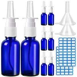 10 botellas de spray nasal vacías, 1.0 fl oz/1 oz, 6 botellas de spray nasal recargables de vidrio de niebla fina con 2 embudos y 2 etiquetas