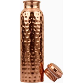 Himalayan Ayurveda Copper Water Bottle (32oz/950 ml) 100% Pure Handmade Hammered Ayurvedic Pure Copper Vessel for Drinking Heavy Duty & Leak-proof|Copper Water Bottle For Home, Office and Gifting