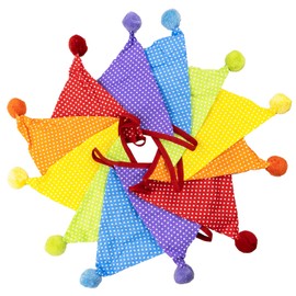 4M Fabric Bunting Banner with 12PCS Double Sided Cotton Pennants, 17x17CM Floral Triangle Garlands for Birthday Parties Ceremonies Kitchen Bedrooms Decoration-Multicolor