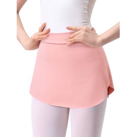 Monbessi Ballet Skirt Women Pull on Elastic Waist Wrap Dance Skirt for Girls (Pink, M)