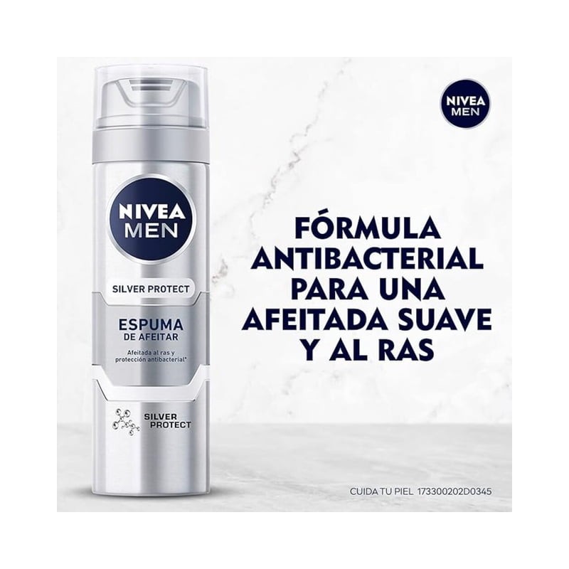 Espuma para afeitar NIVEA MEN Silver Protect antibacterial con iones