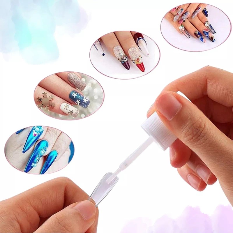 Veraly 3pzs Pegamento Tips Uñas Postizas Uñas Press On Transparente