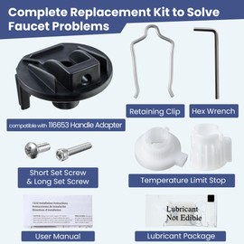 Enhon Shower Handle Adapter Kit Replacement for 116653, Compatible with Moen Posi-Temp Single Handle Tub/Shower Faucet Valve Cartridge, Shower Handle Replacement Part Adapter Kit, Plastic