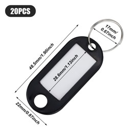 20 PCS Key Tags,Key Rings with Tags,Key Fobs for Luggage, Pets and Office,etc(10 Colors)