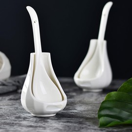 Anneome Ceramic Spoon Rest Standing Spoon Holder for Kitchen Counter Stove Top Ladle Utensil Holder Cutlery Rest for Home and Restaurant