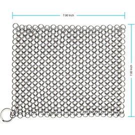 Scrubber Chainmail - Cleaner for Cast Iron Stainless Steel Anodized Cookware Scraper Cleaning Dutch Ovens Scourer for All Types of Skillet Griddles Cast Iron Pans Pots Grills & Dutch Ovens by Krisp