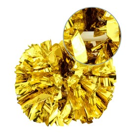 Hooshing 2 Pack Pom Poms Cheerleading Gold with Baton Handle Cheering for Girls Team Spirit Sports Dance Cheering