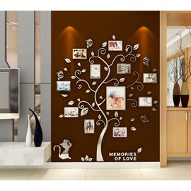 Wall Sticker, Tree Wall Sticker, 3D DIY Family Picture Frame, Photo Sticker, Family Wall Pictures, Wall Art for Home / Living Room / Bedroom / Nursery