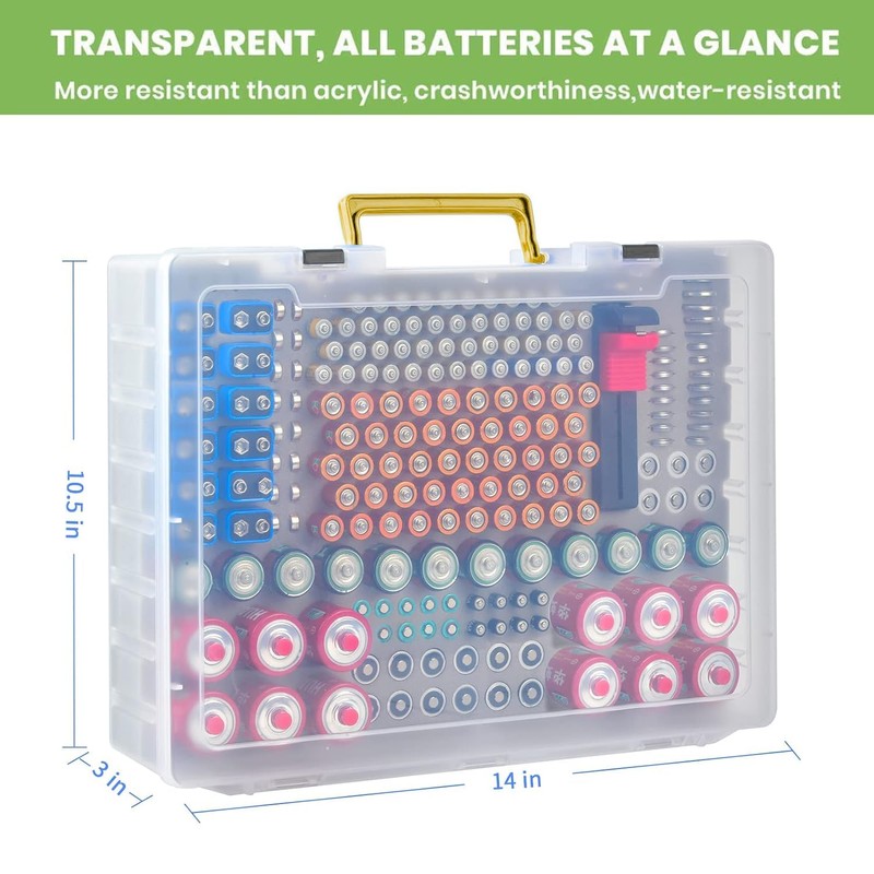 Battery Organizer Storage Holder- Batteries Case Containers Box with Tester