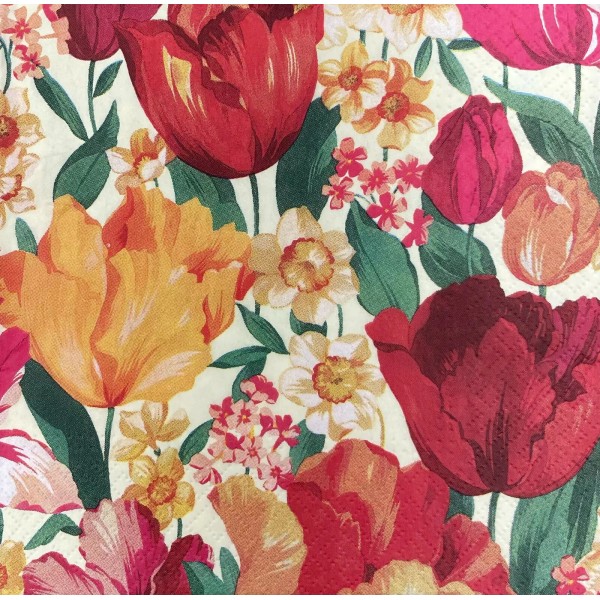 Paper Luncheon Decoupage Napkin Design Spring Tulips Floral Packs of
