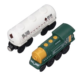 Battery Operated Action Locomotive Toy Vintage Magnetic Connection Powerful Engine Train Set for Children Yellowish Green