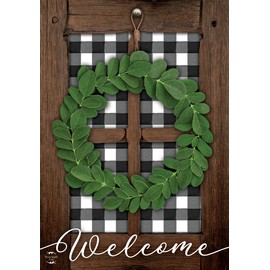 Boxwood Wreath Spring Everyday House Flag 40" x 28" Briarwood Lane