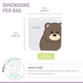 melii Reusable Eva Animal Snack Bags, Pack of 4, 2 Panda + 2 Bear, 21220