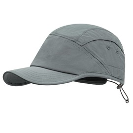 CLAPE Unstructured Curved Visor Sports Cap Mens Hat Golf Sun Hat for Outdoor Breathable Baseball Run Hat 5 Panel Cap, Grey