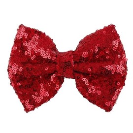 Lofruiin Girl's Lovely Fashion Bow Hairpin Sequins Hair Clip for Daily Life Travel Party Festivals (Red)