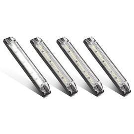 Partsam 4pcs 6" White 12 Led Utility Strip Light Boat Marine Light Bar Trailer Truck RV Camper Caravans Thin led Side Marker Clearance Lights, 6 Inch Under Hood Lights Dome Light Step Lighting