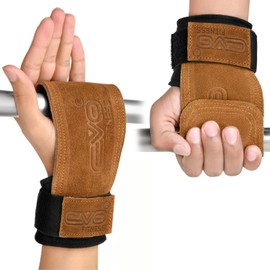 EVO Fitness Wrist Straps for Weightlifting Weightlifting Grip Strap for Gym Deadlifts, Powerlifting, Heavy Shrug, Pull Ups Enhanced Grip for Optimal Hand and Wrist Protection Men Women (Brown)