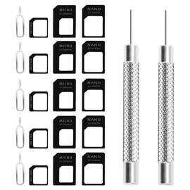 ZELHYEUU 4 in 1 Nano SIM Card Adapter, 5 Set Nano SIM Card Adapter Kit, Micro to Regular with SIM Extractor, for Smartphone