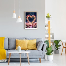 GDYEEH 5D Heart Diamond Painting Pictures, DIY Colourful Flowers Diamond Art Painting Kits, Valentine's Day Diamond Painting Set for Adults Beginners, Diamond Painting Art by Numbers for Home Decor 30