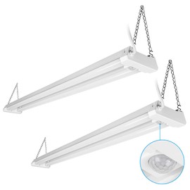 LEONLITE Motion Sensor 4FT LED Utility Shop Light, 40W Plug in Linkable Light Fixtures, for Garage, Workshop, 4000lm, 5000K Daylight, Suspension & Flush Mount, FCC, ETL Certified, Pack of 2