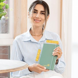 POPRUN Lined Journal Notebook for Women & Men, A5 Medium Size 5.25''x 8'',120GSM Thick Paper, 128 Numberd Pages, Hardcover, Index Tabs, College Ruled Notebook for Work & Note Taking - Midnight Green