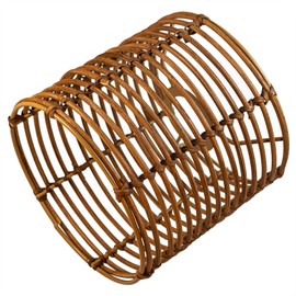 Round Rattan Lampshade Boho, Lampshade for Table Lamp, Hanging and Floor Lamp, All Interiors, Diameter 16 cm (1, Brown Rattan)