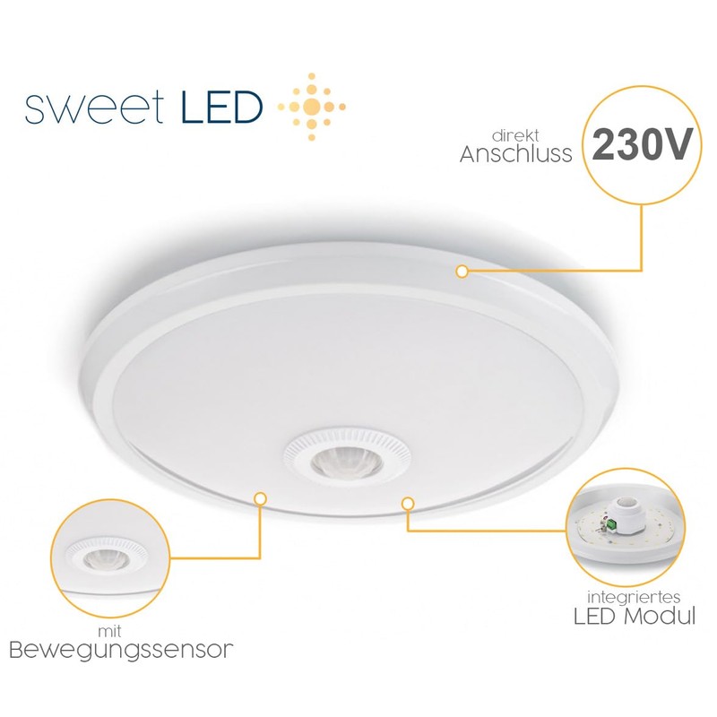 Sweet White LED Ceiling Light with Motion Detector 360 °