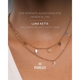 Purelei® Luna Women's Necklace, Women's Necklace Made of Durable Stainless Steel, Waterproof Chain with Pendant, 40–45 cm Length Adjustable, Necklace for Your Individual Look, Stainless Steel, No
