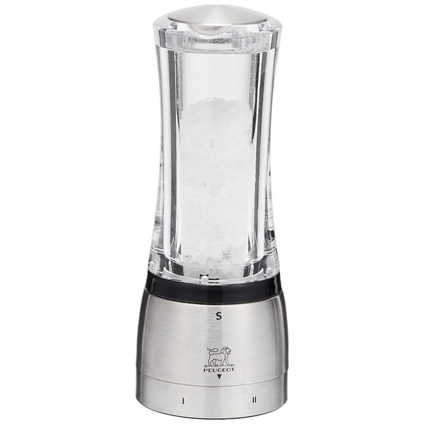 Peugeot - Daman u'Select Manual Salt Mill - Adjustable Grinder - Acrylic and Stainless Steel, 16 cm