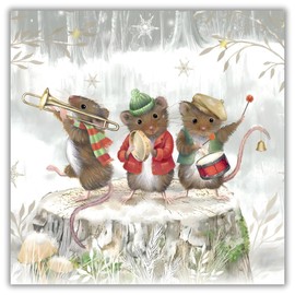 Macmillan Charity Christmas Cards Pack of 8 - Musical Mice - Festive Artistic Design - Eco-Friendly - Made in the UK