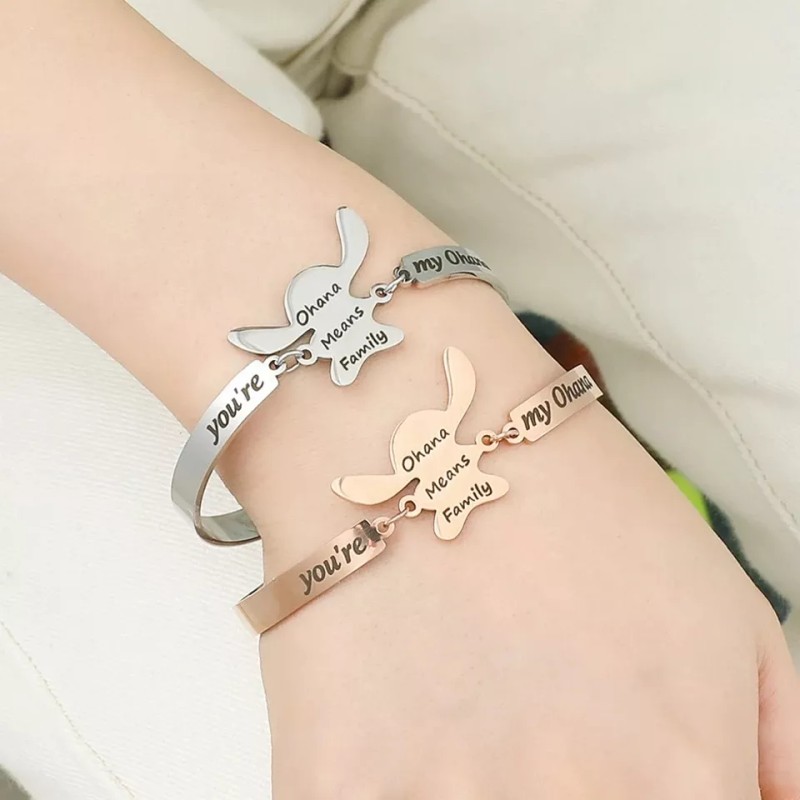 Jextech Set 2 Pulsera Amigos Ohana Stich Familia Ajustable Acero