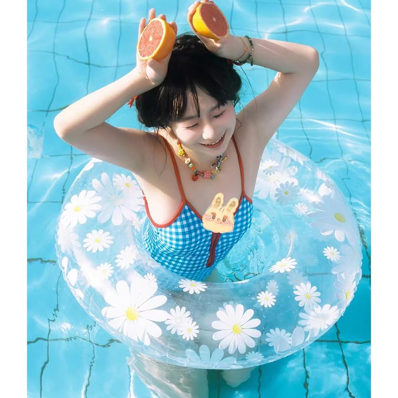 浮き輪 うきわ 浮輪 フロート大人用 かわいいデイジー O型 大きい 半透明 水遊び用 スイミング