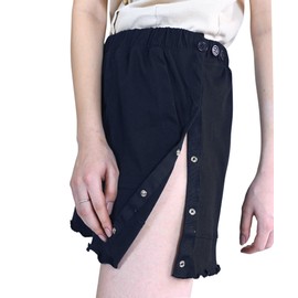 Inspired Comforts Post Surgery Women Tear Away Shorts with Side Snaps, Black, X-Large