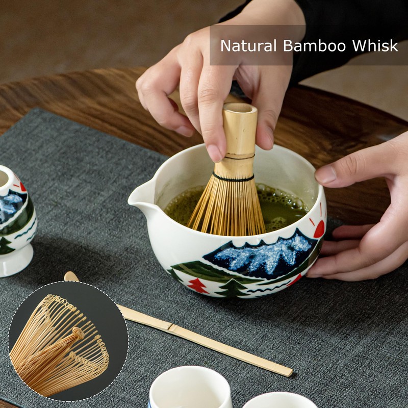 Hijaunatis Fuji Mountain Matcha Bowl Set – 6-Piece Japanese Tea