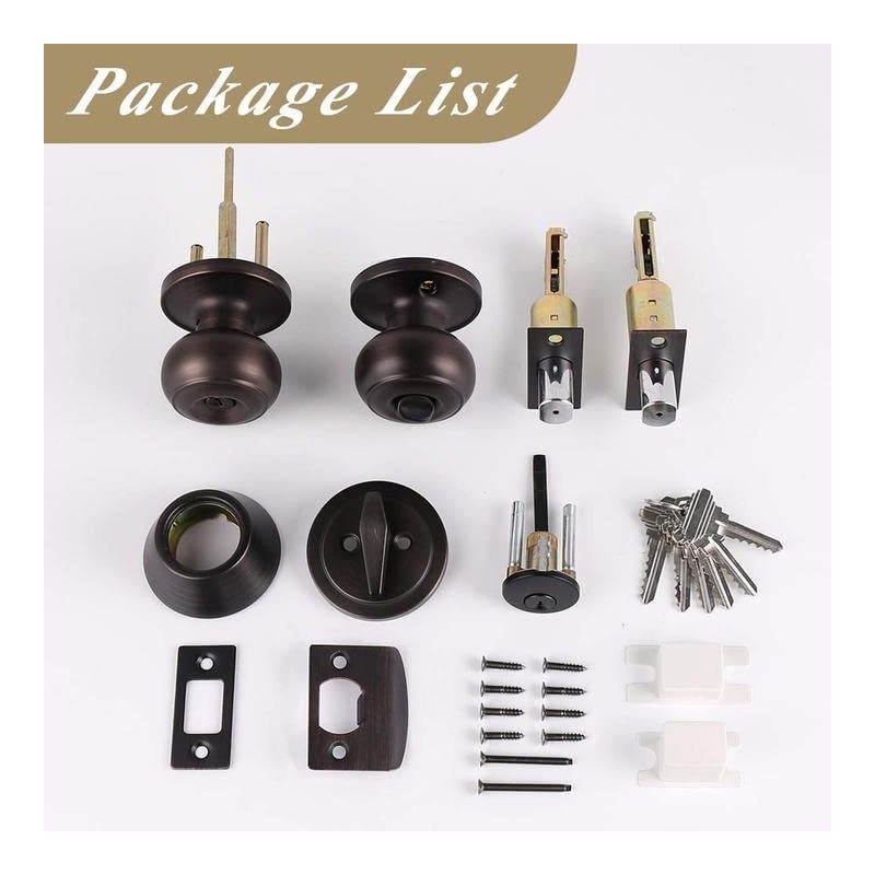 Probrico Entry Door Knob and Single Cylinder Deadbolt Lock Combo