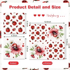 40Pcs Ladybug Disposable Paper Napkins Fancy Cute Ladybug Lunch Dinner Tableware Disposable Paper Napkin Black White Red Little Lady Beetle Flower Party Themed for Birthday Shower Party Supplies