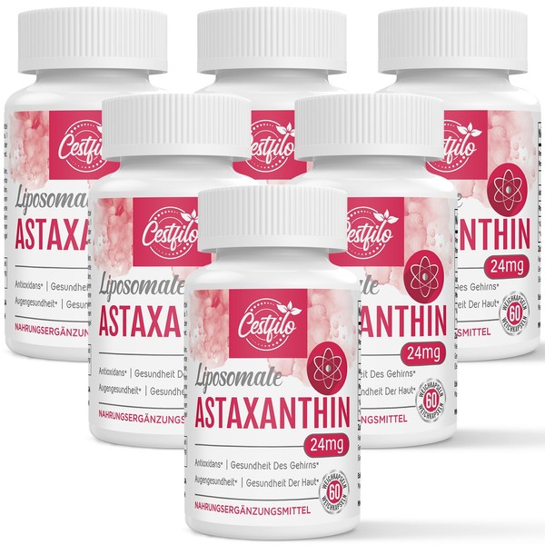 Cestfilo Liposomal Astaxanthin Supplement 24 mg, Maximum Absorption, Natural Antioxidant, Gluten Free, GMO Free (360 Pieces (Pack of 6))