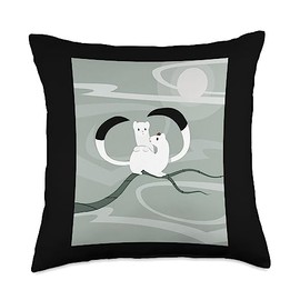 Winter Stoat Mustela erminea Stoat Ermine Weasel Throw Pillow, 18x18, Multicolor