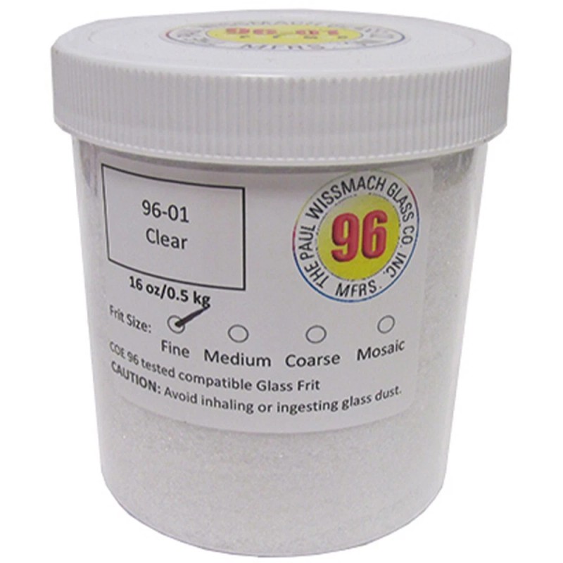 Wissmach Glass Frit 96 COE Fine Clear 1lb. Jar #96-01