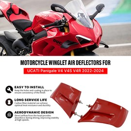 Motorcycle Fairing Wing Air Deflectors for Ducati Accessories, Motorcycle Side Spoiler Wing for Ducati Panigale V4 V4S 2022-2024, Motorcycle Wind Fin Fairing Accessories (Red)