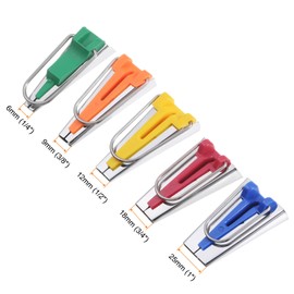 HARFINGTON Bias Tape Maker Kit 6mm 12mm 18mm 25mm 9mm Single and Double Fold Fabric Bias Binding Maker Sew Tools for Fabric Quilting Sewing Crafting DIY, 5 Colors